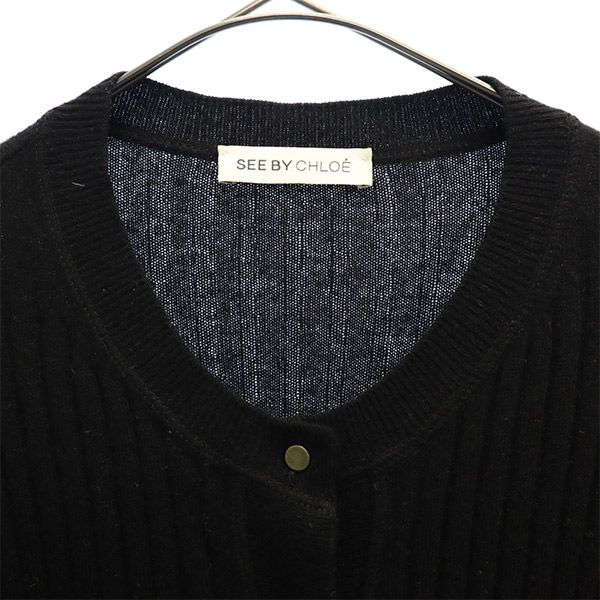 SEE BY CHLOE シーバイクロエ ウールブレンド 長袖 カーディガン USA2 ブラック レディース