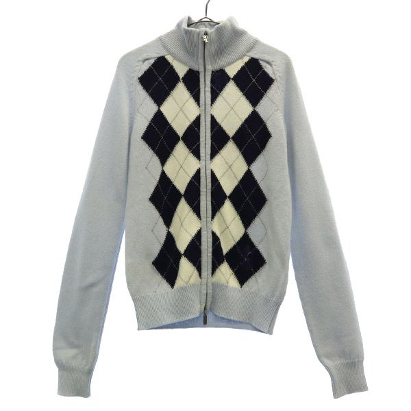 Pringle of Scotland プリングル オブ スコットランド ウール アーガイル柄 ニットジャケット S ブルー系 レディース