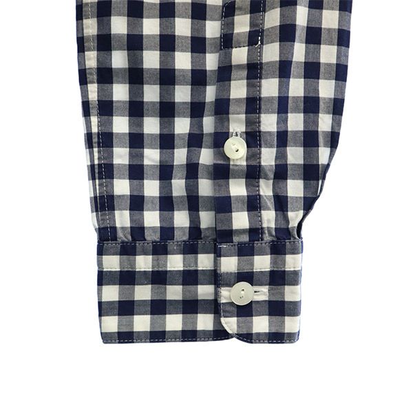 Mackintosh マッキントッシュ 三陽商会 ギンガムチェック 長袖 シャツ 38 ホワイト×ネイビー レディース