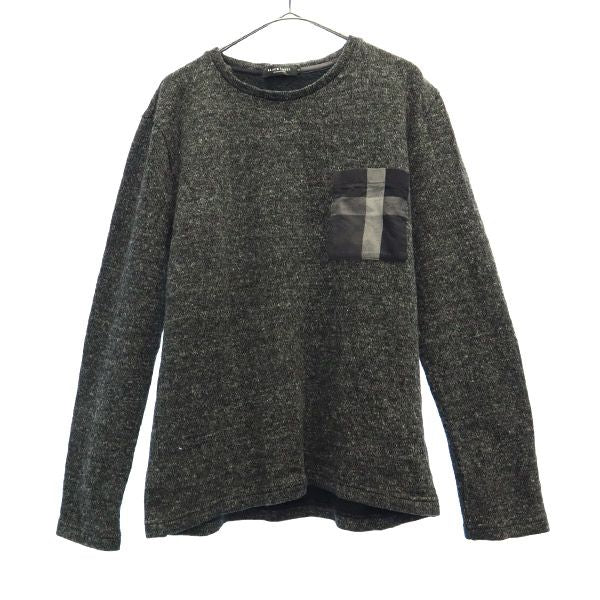 BLACK LABEL CRESTBRIDGE ブラックレーベル クレストブリッジ チェック 長袖 ニット M グレー セーター クルーネック メンズ