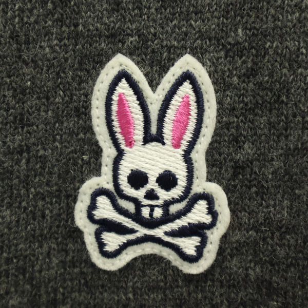 Psycho Bunny サイコバニー ウール ワンポイントワッペン ゴルフ 長袖 ニットカーディガン S グレー系 メンズ