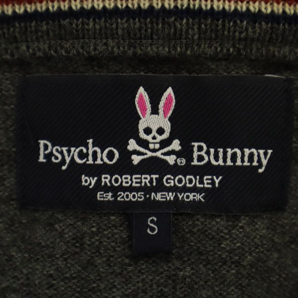 Psycho Bunny サイコバニー ウール ワンポイントワッペン ゴルフ 長袖 ニットカーディガン S グレー系 メンズ