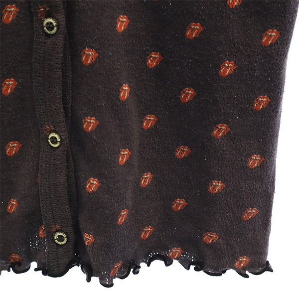 ヒステリックグラマー ローリングストーン コラボ 総柄 長袖 ニットカーディガン FREE グレー HYSTERIC GLAMOUR レディース