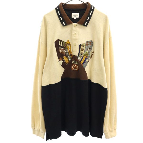 CASTELBAJAC SPORT カステルバジャック スポーツ ワッペン 長袖 ポロシャツ 4 ベージュ 鹿の子地 メンズ