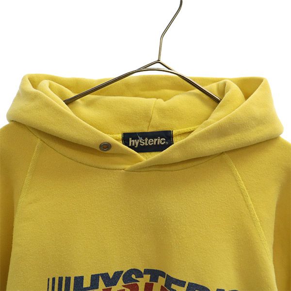 HYSTERIC ヒステリック プリント 長袖 スウェットパーカー FREE イエロー プルオーバー 裏起毛 レディース