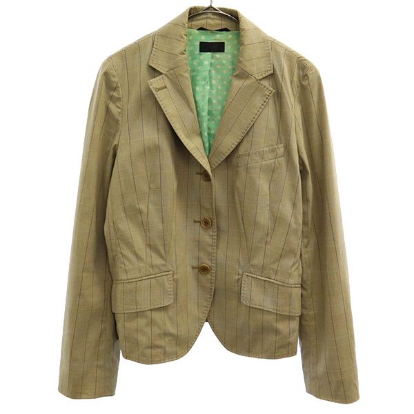 Paul Smith BLACK ポールスミスブラック チェック柄 テーラードジャケット 40 ベージュ系 レディース