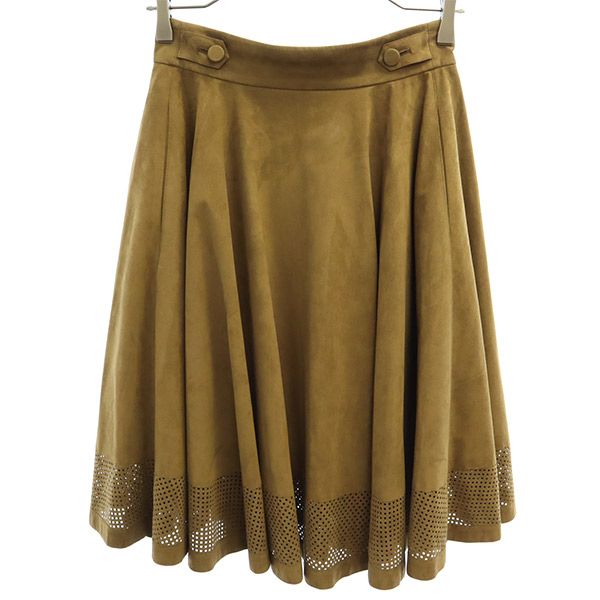 FOXEY フォクシー ミディ丈 フェイクスエード フレアスカート 38 ブラウン レディース