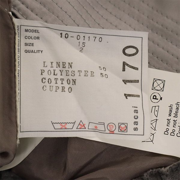 Sacai サカイ 日本製 リネンブレンド ショートパンツ 2 グレー レディース