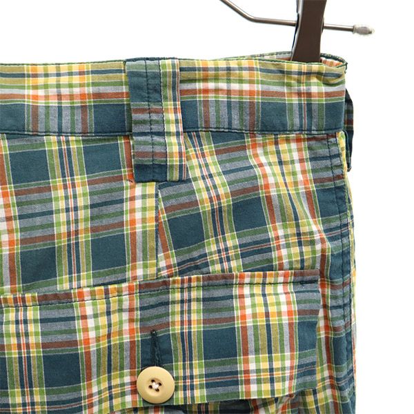 STUSSY ステューシー 90s USA製 チェック柄 カーゴショートパンツ w30 グリーン系 メンズ