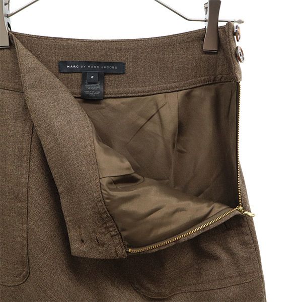 MARC BY MARC JACOBS マークバイマークジェイコブス ウールブレンド ミディ丈 スカート 2 ブラウン レディース