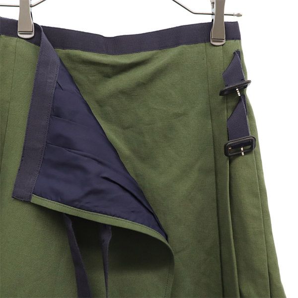 レース ミニ丈 ラップスカート グリーン系 巻きスカート レディース