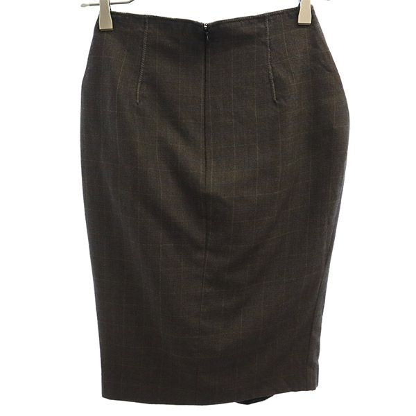 DSQUARED2 ディースクエアード イタリア製 チェック柄 ミディ丈 タック スカート 38 グレー レディース