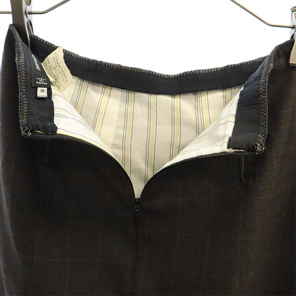 DSQUARED2 ディースクエアード イタリア製 チェック柄 ミディ丈 タック スカート 38 グレー レディース