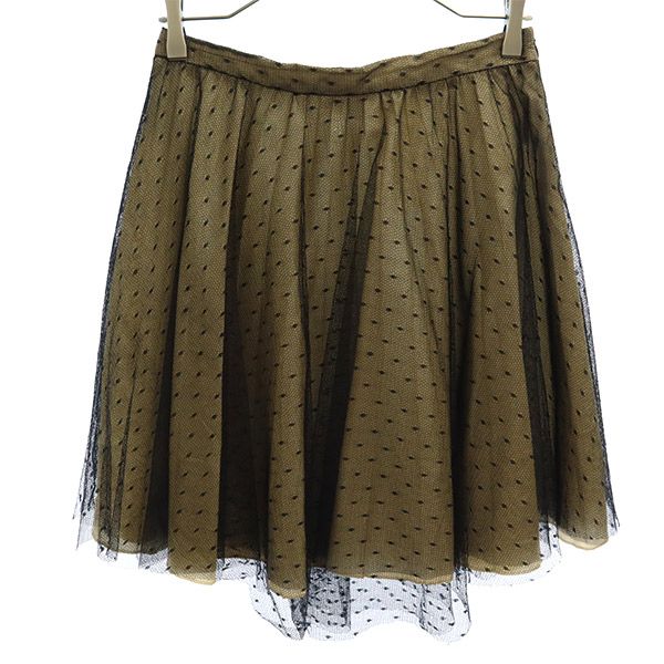 レッドヴァレンティノ ドット柄 ロング丈 チュールスカート 42 ブラック×ベージュ RED VALENTINO レディース