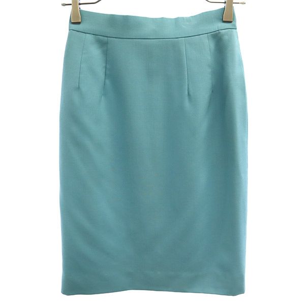 クリスチャンディオール ウール ミディ丈 タイトスカート S ブルー Christian Dior レディース