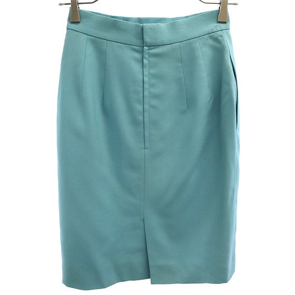 クリスチャンディオール ウール ミディ丈 タイトスカート S ブルー Christian Dior レディース