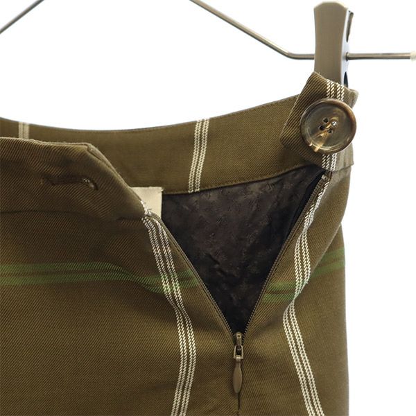 ヴィヴィアンウエストウッド イタリア製 ウール ライン フリル ミニスカート 38 ブラウン Vivienne Westwood レディース