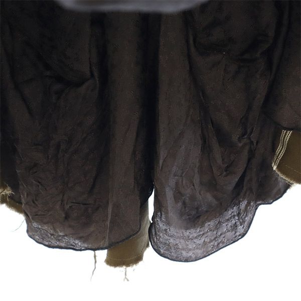 ヴィヴィアンウエストウッド イタリア製 ウール ライン フリル ミニスカート 38 ブラウン Vivienne Westwood レディース