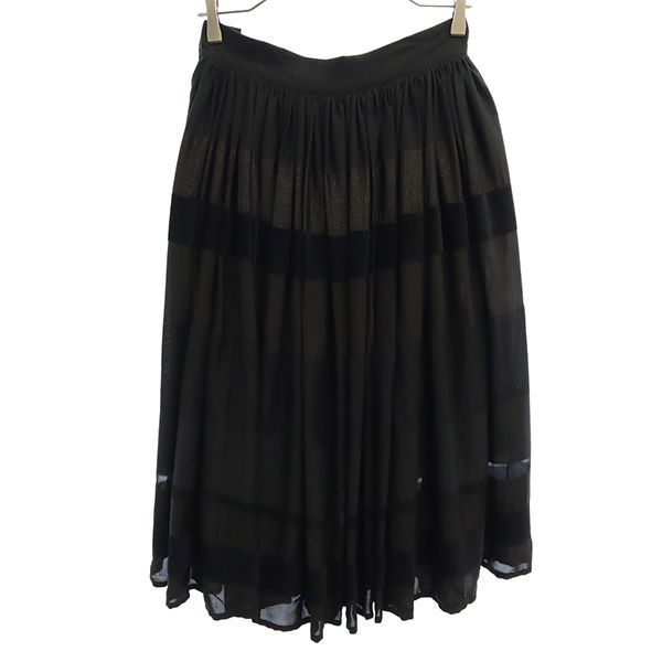 LIMI feu リミフゥ ボーダー柄 シアー ロングスカート S ブラック レディース