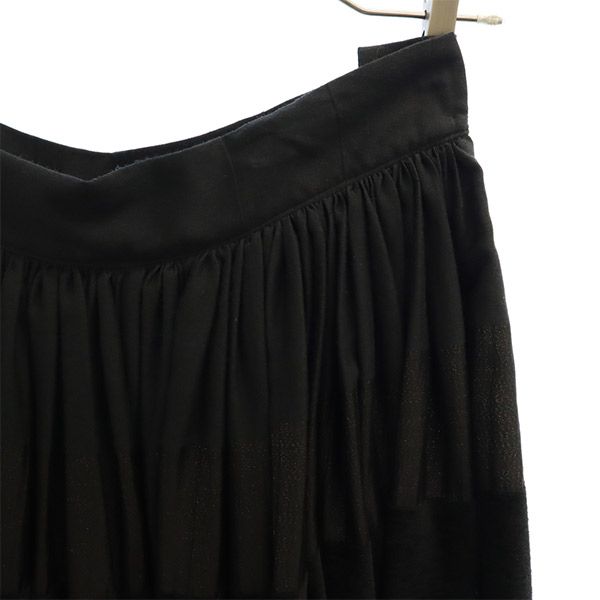 LIMI feu リミフゥ ボーダー柄 シアー ロングスカート S ブラック レディース