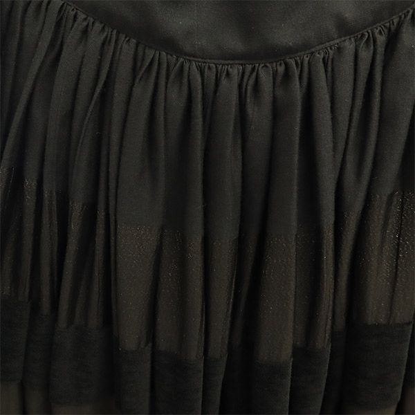 LIMI feu リミフゥ ボーダー柄 シアー ロングスカート S ブラック レディース