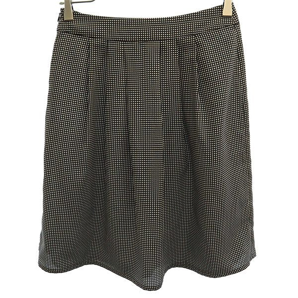 アニエスベー ダイヤモンドチェック柄 ミディ丈 タック スカート 36 ホワイト×ブラック agnes b. レディース