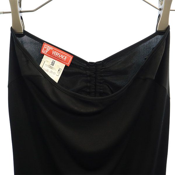 VERSACE ヴェルサーチ イタリア製 ミディ丈 スカート 36 ブラック ストレッチ レディース