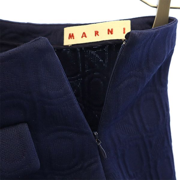 MARNI マルニ イタリア製 総柄 ミニスカート 38 ネイビー レディース