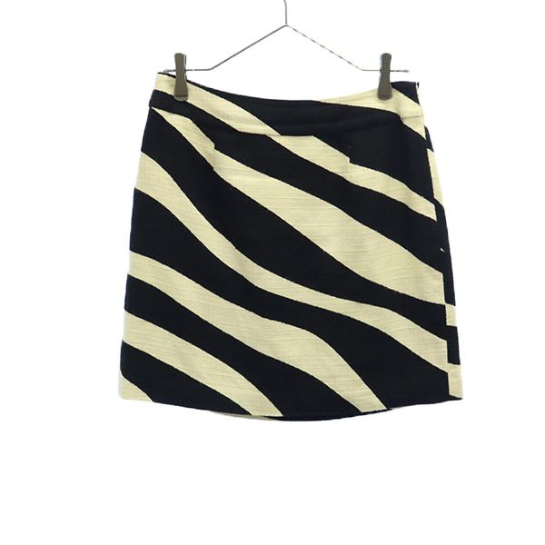 Kate Spade ケイトスペード 総柄 台形 ミニスカート 4 ホワイト×ブラック レディース