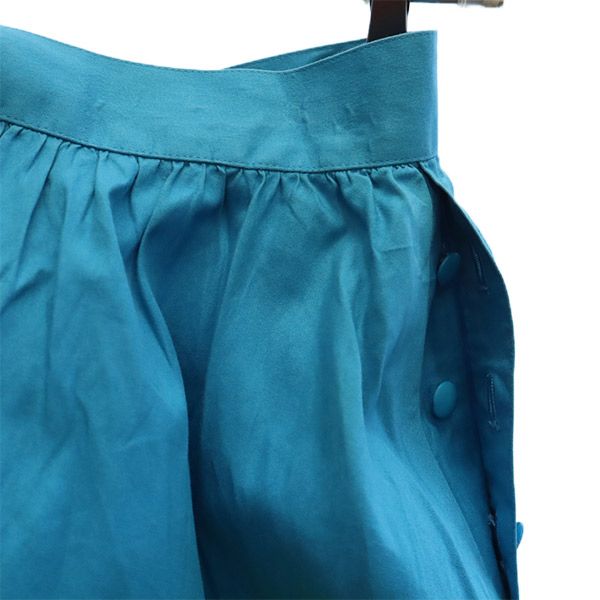 miss chloe ミスクロエ 日本製 切替 ロング丈 切替 ギャザースカート 42 ブルー×グリーン レディース