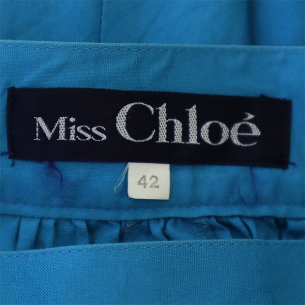 miss chloe ミスクロエ 日本製 切替 ロング丈 切替 ギャザースカート 42 ブルー×グリーン レディース