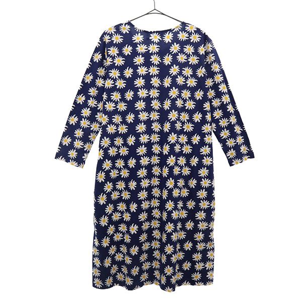 未使用 marimekko マリメッコ 花柄 長袖 ワンピース S ネイビー レディース