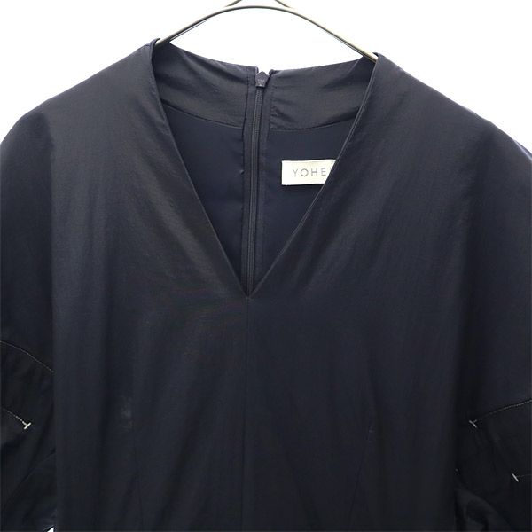YOHEI OHNO ヨウヘイオオノ 日本製 長袖 ロングワンピース OS ネイビー レディース