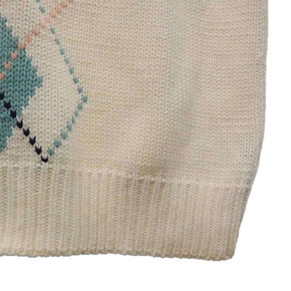 Eddie Bauer エディーバウアー 90s 黒タグ後期 総柄 ニットベスト L ホワイト オールド ヴィンテージ メンズ