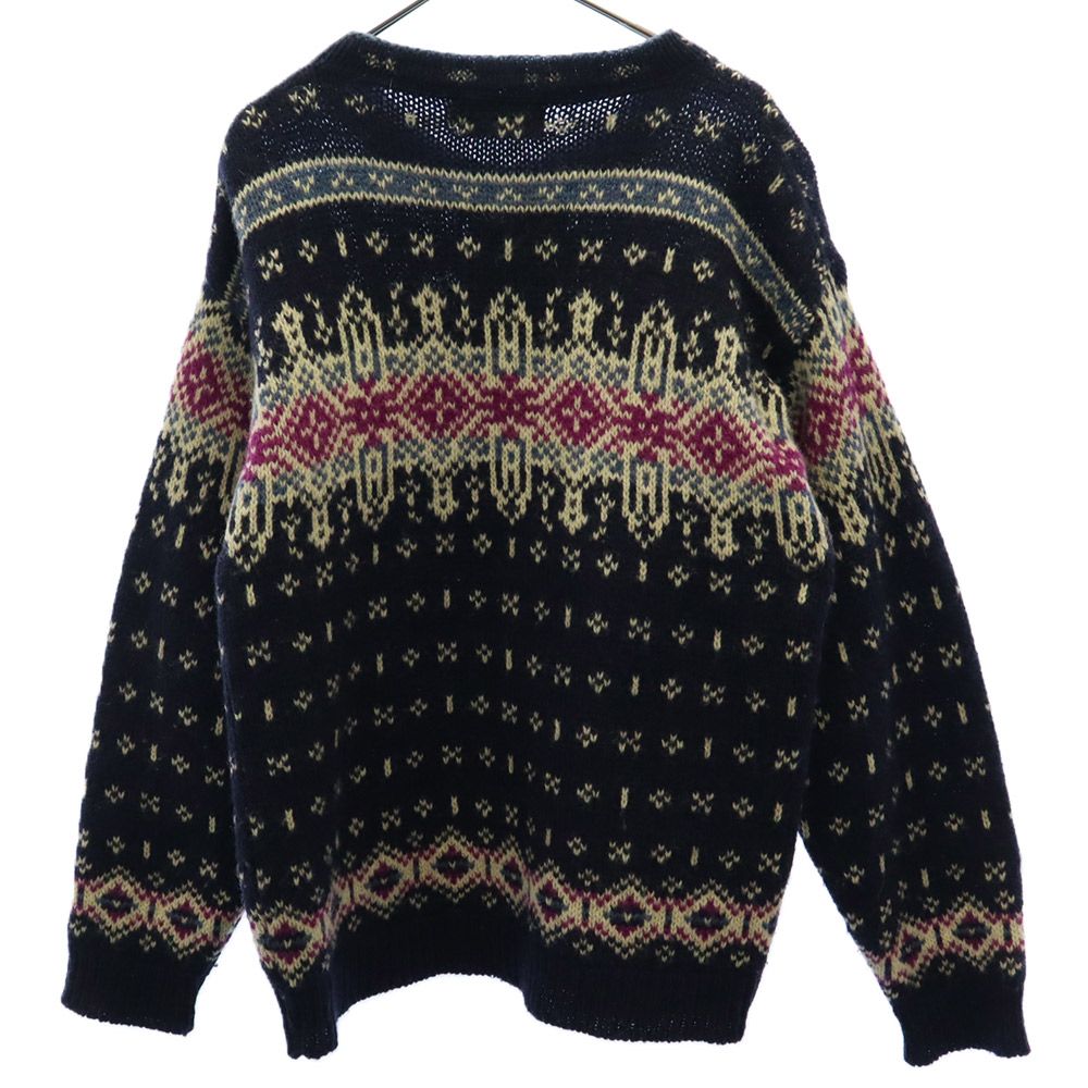 L.L.Bean エルエルビーン 70s 80s ノルディック 総柄 長袖 ニット カーディガン S ネイビー オールド ヴィンテージ レディース