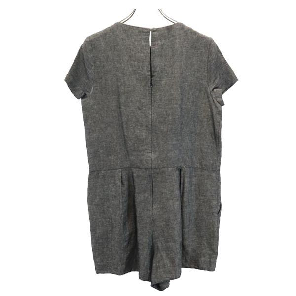 ケイトスペード サタデー リネンブレンド 半袖 サロペット S グレー KATE SPADE SATURDAY オールインワン レディース