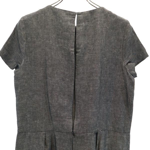 ケイトスペード サタデー リネンブレンド 半袖 サロペット S グレー KATE SPADE SATURDAY オールインワン レディース