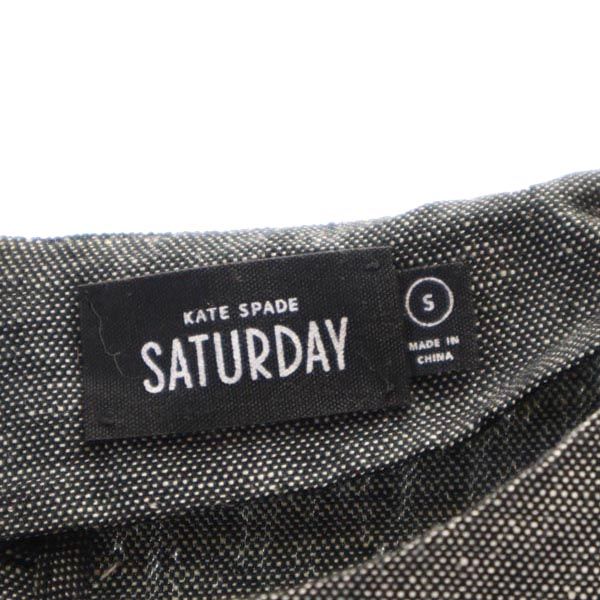 ケイトスペード サタデー リネンブレンド 半袖 サロペット S グレー KATE SPADE SATURDAY オールインワン レディース