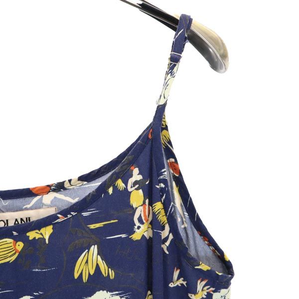 IOLANI イオラニ 総柄 レーヨン サロペット ネイビー系 ノースリーブ オールインワン レディース