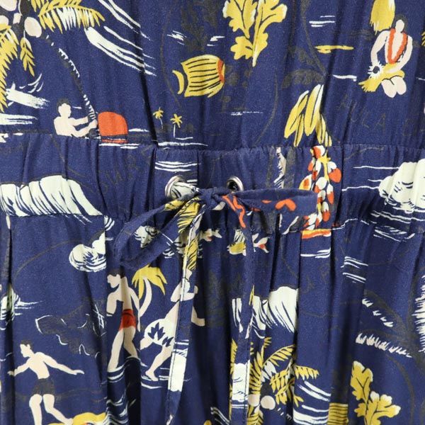 IOLANI イオラニ 総柄 レーヨン サロペット ネイビー系 ノースリーブ オールインワン レディース