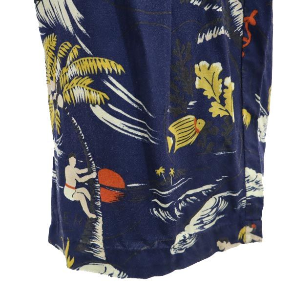 IOLANI イオラニ 総柄 レーヨン サロペット ネイビー系 ノースリーブ オールインワン レディース