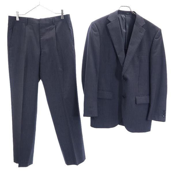 Glen Mont グレンモント ウールブレンド ストライプ柄 スーツ 上下 セットアップ 94A6 紺系 テーラードジャケット メンズ
