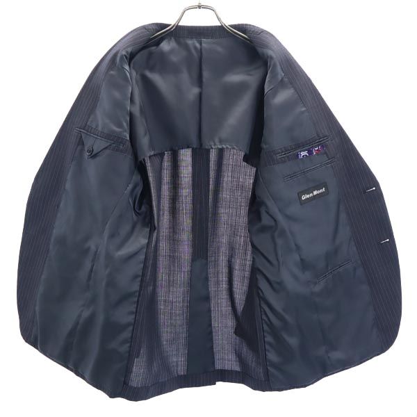 Glen Mont グレンモント ウールブレンド ストライプ柄 スーツ 上下 セットアップ 94A6 紺系 テーラードジャケット メンズ