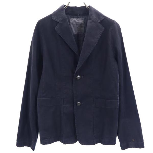 pas de calais パドカレ コットン ストライプ地 テーラードジャケット 38 紺 レディース
