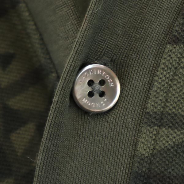 Mackintosh マッキントッシュ 総柄 長袖 カーディガン M グリーン系 Vネック メンズ