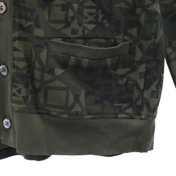 Mackintosh マッキントッシュ 総柄 長袖 カーディガン M グリーン系 Vネック メンズ