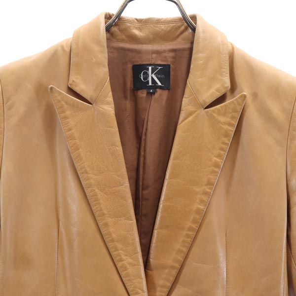 Calvin klein カルバンクライン レザー テーラードジャケット 4 キャメルブラウン系 レディース
