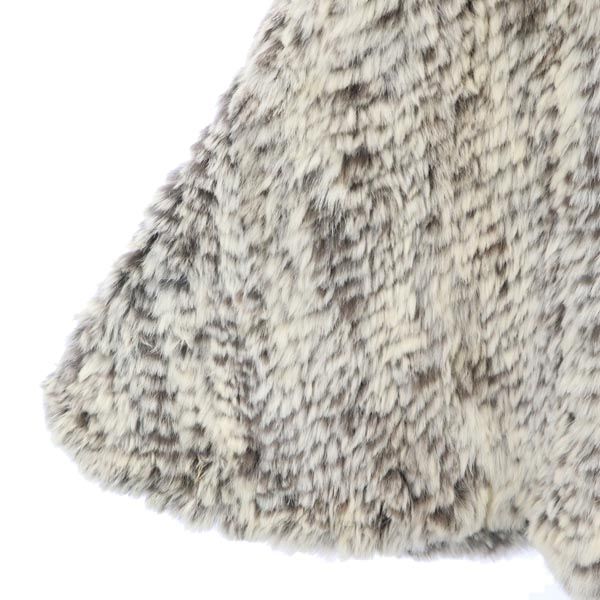 STEFANEL ステファネル フーデッド ラビットファー ポンチョ グレー系 ジャケット レディース