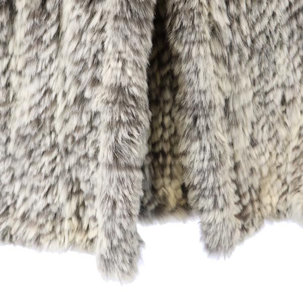 STEFANEL ステファネル フーデッド ラビットファー ポンチョ グレー系 ジャケット レディース