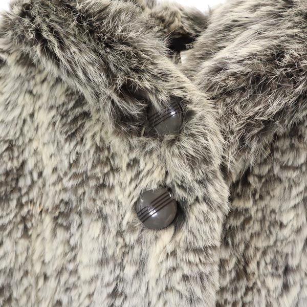 STEFANEL ステファネル フーデッド ラビットファー ポンチョ グレー系 ジャケット レディース